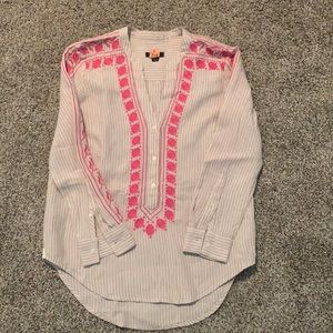 JCrew Embroidered Linen Top